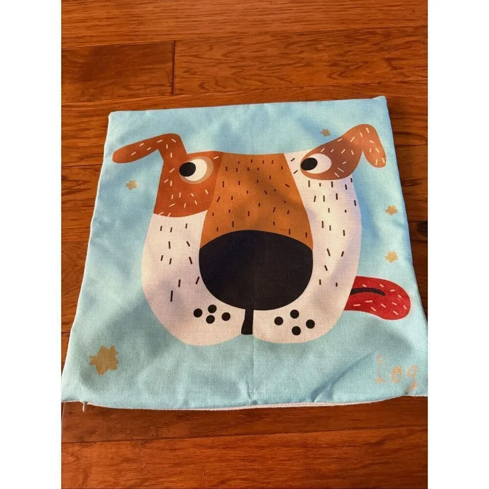 Cartoon Dog and “Be Yourself” Monster Pillow Covers 16”X16” 2 Pillow Cases